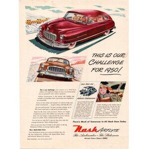 1950 Nash Airflyte Ambassador Custom Sedan Vintage Print Ad Snow 50s Wall Art